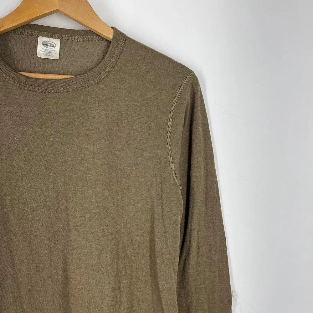 Duofold Mens Merino Wool Blend Thermal Base Layer Set Brown Medium Long John Top
